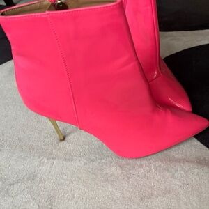 Pink Gold Heeled Boots- Size 9